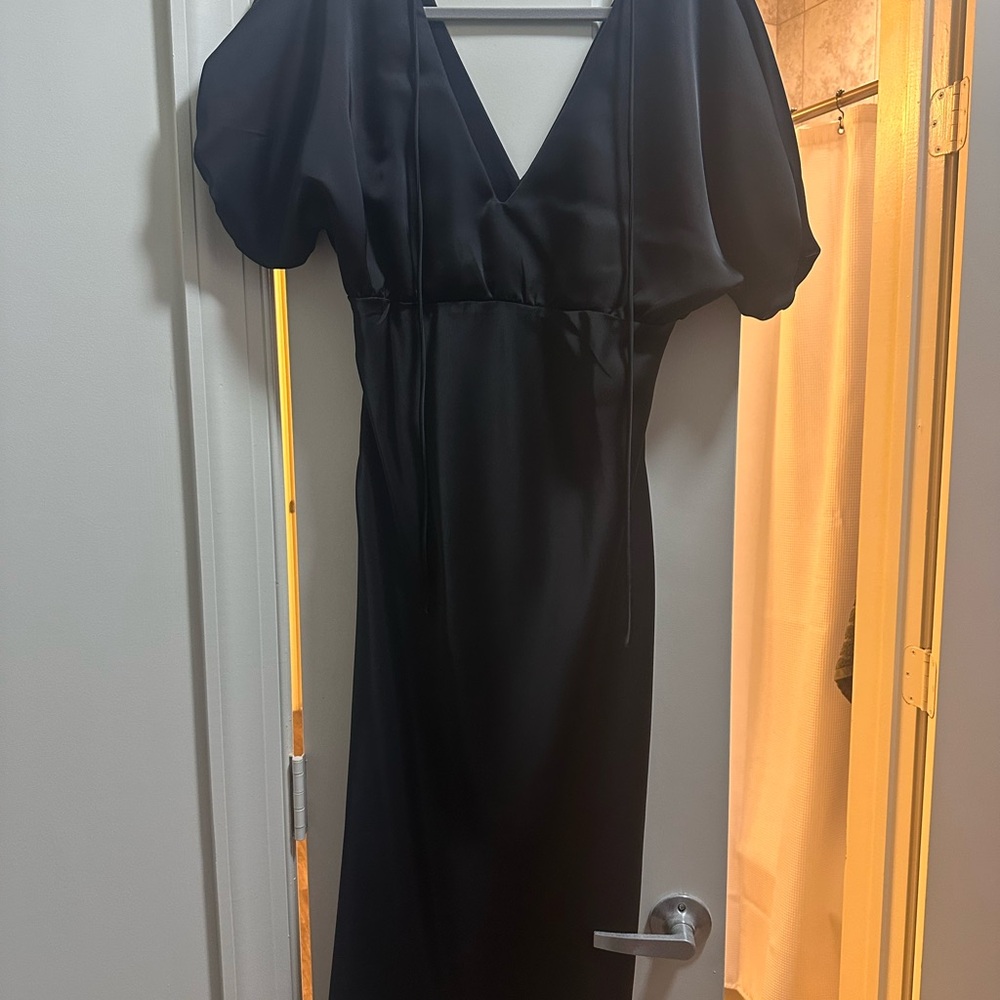 Hello Molly Black Satin Long Sleeve Dress